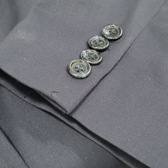 Talbots Blue Italian Wool Stretch 3 Button Peak Blazer USA Made Size 14 - Picture 5 of 16